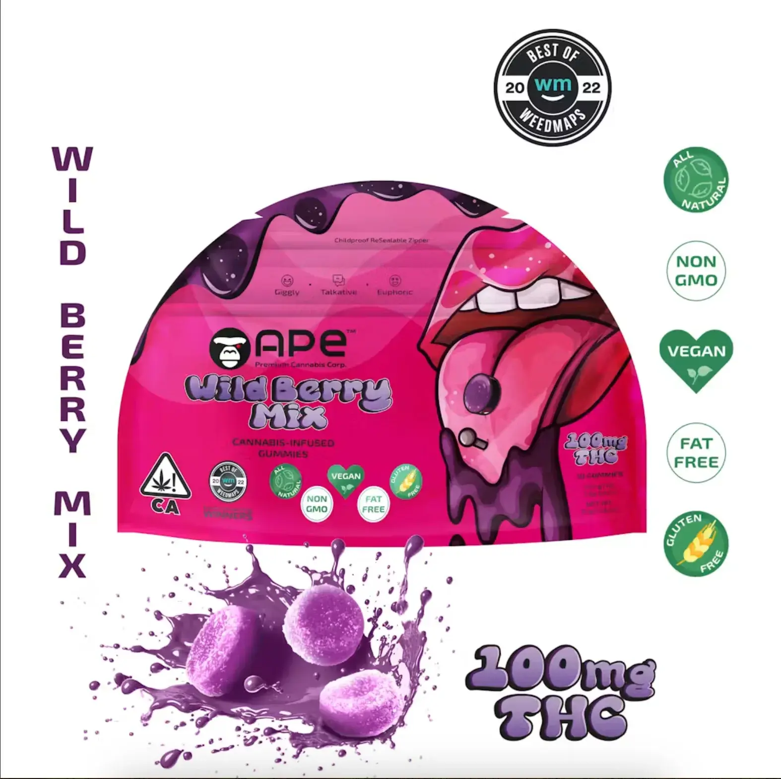 Ape Gummies 100mg 10pk Wild Berry Mix Hybrid