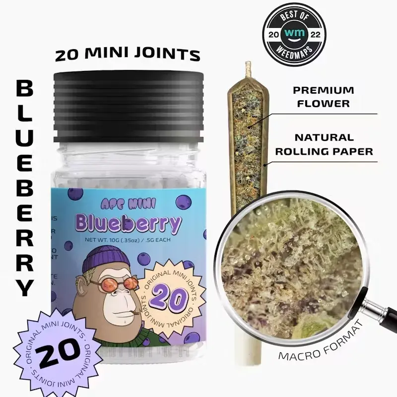 Ape 20pk 10g Mini Joints - Blueberry 27% Indica
