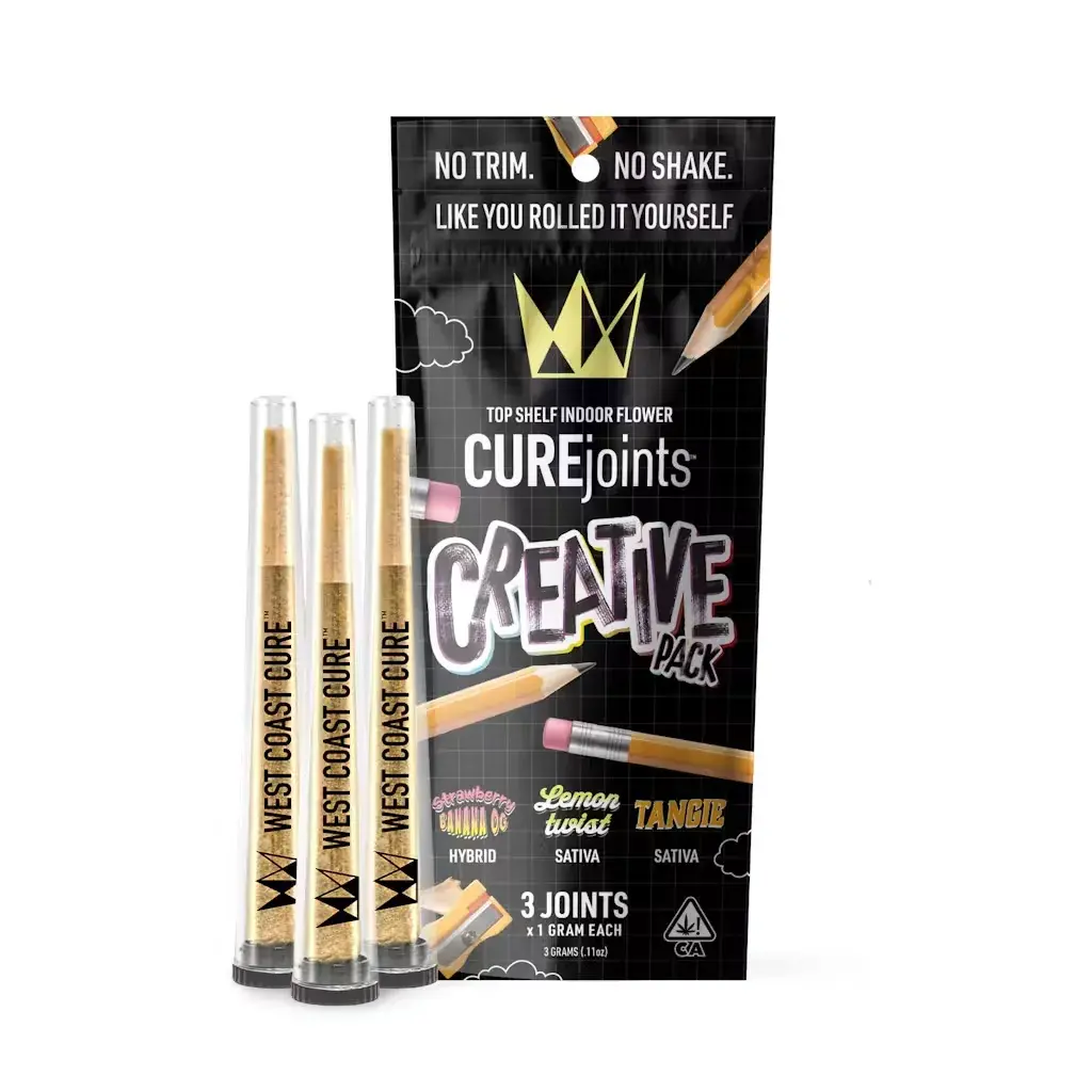 WCC CUREjoint 1g 3pk Prerolls - Creative Pack Hybrid by West Coast Cure
