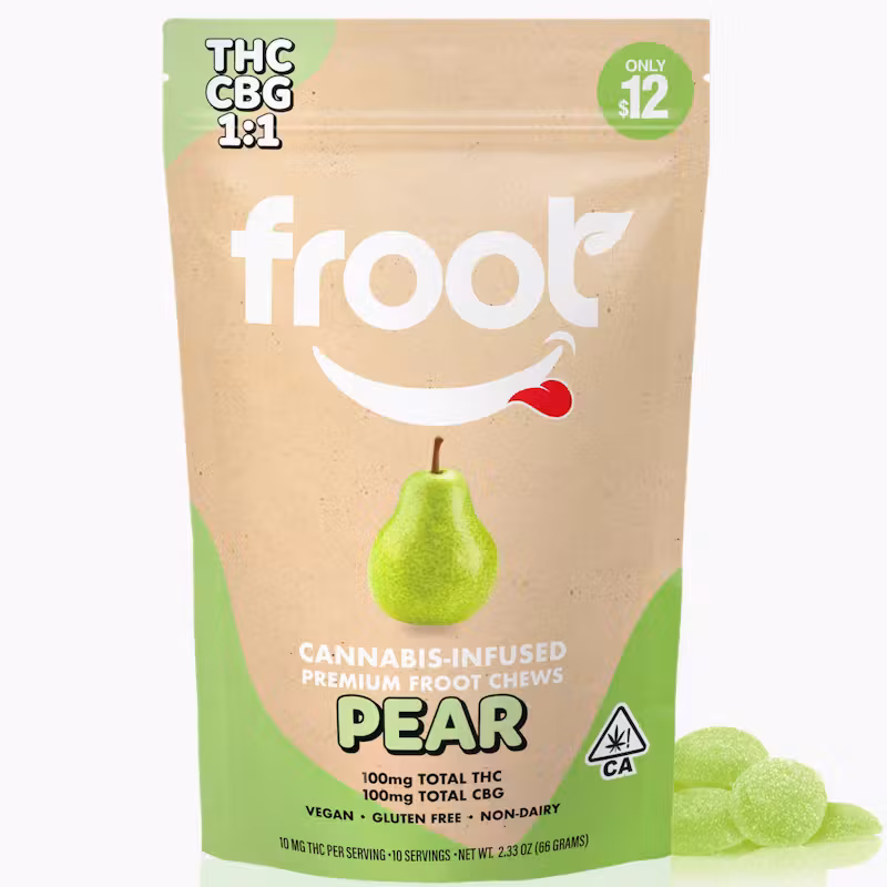 Froot Gummies - Pear Hybrid 1:1 CBG:THC