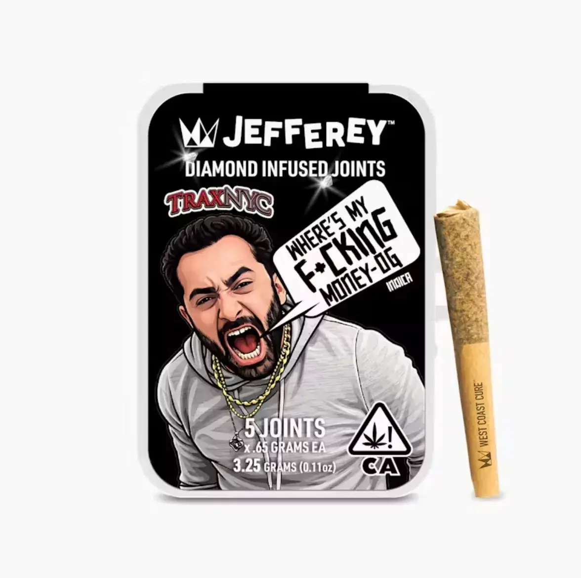 WCC Jefferey Infused 5pk Joints - Where's My Money Indica 38% by West Coast Cure