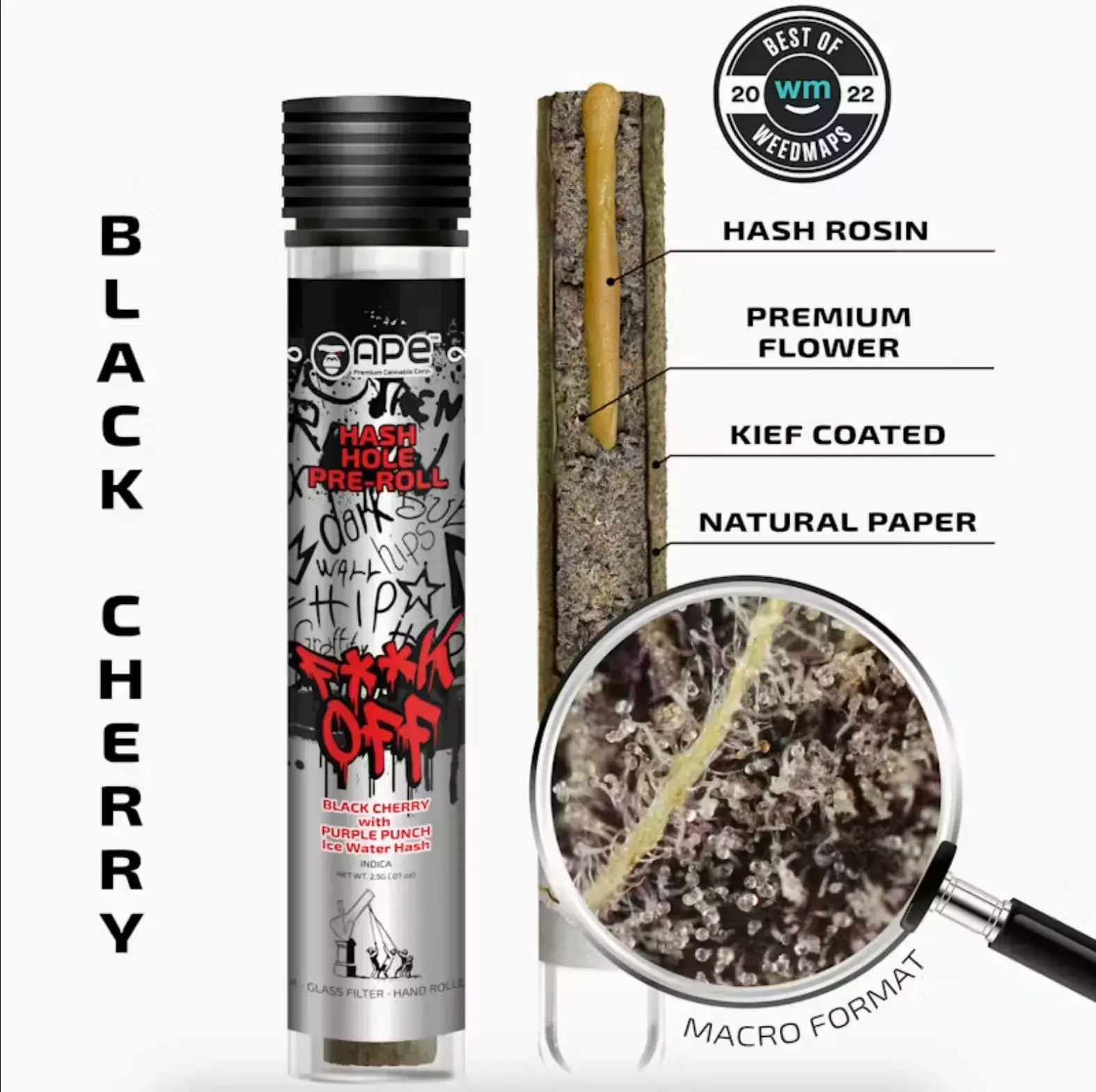 Ape Hash Hole 2.4g Preroll - Black Cherry 40% Indica