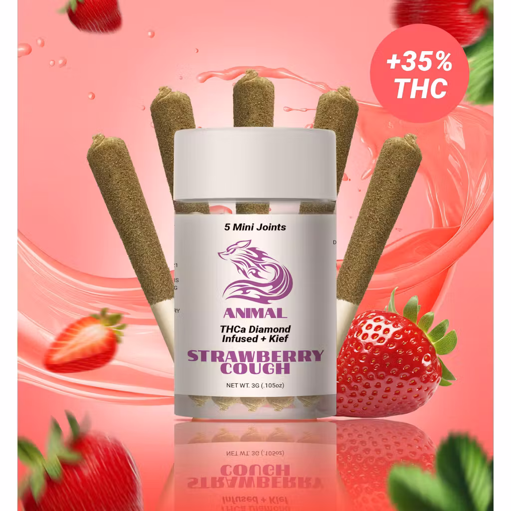 Animal 3g 5pk THCa Prerolls - Strawberry Cough 35% Hybrid