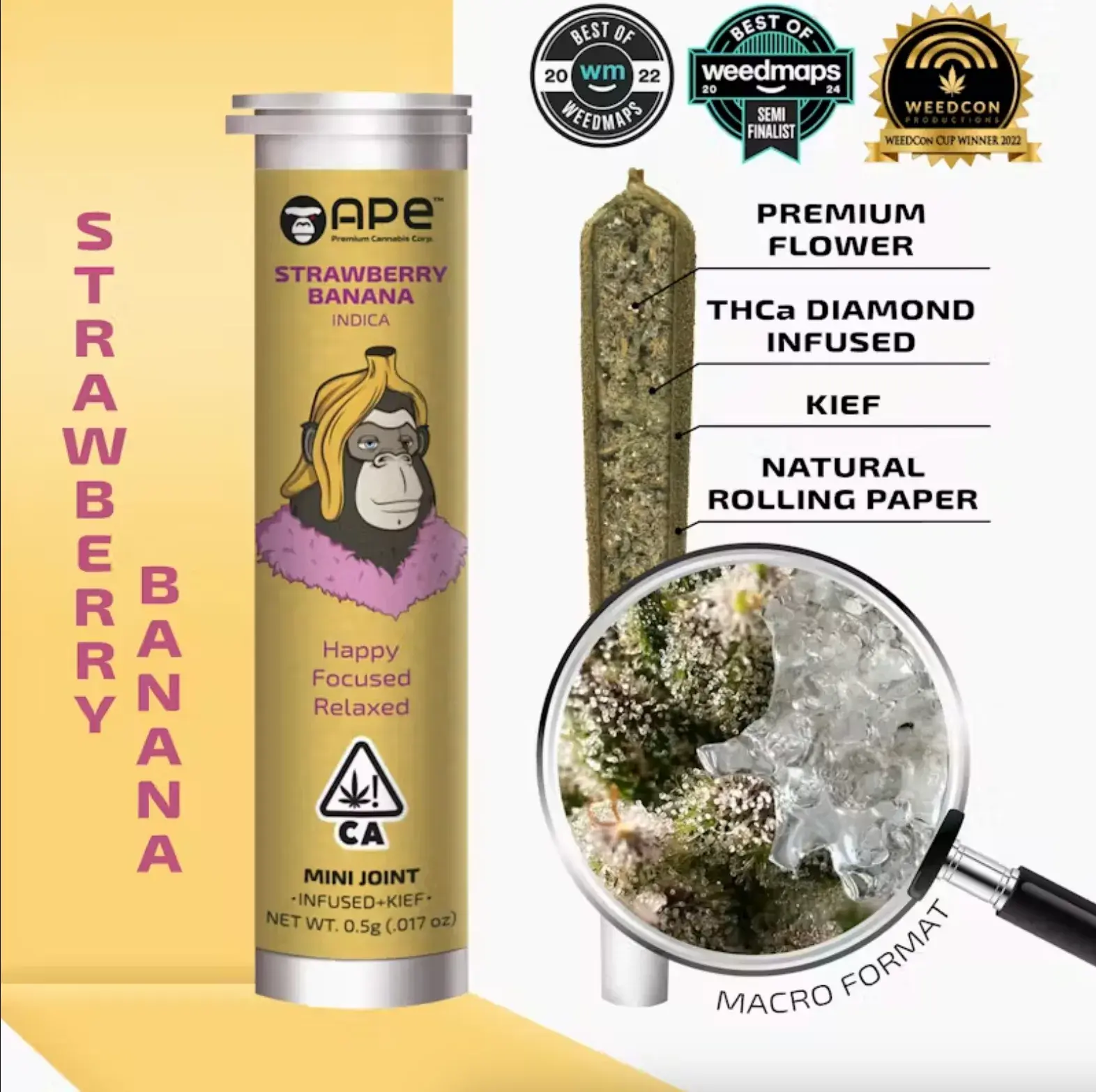 Ape 0.5g Infused Single Joint - Monster Cookie 35% Indica
