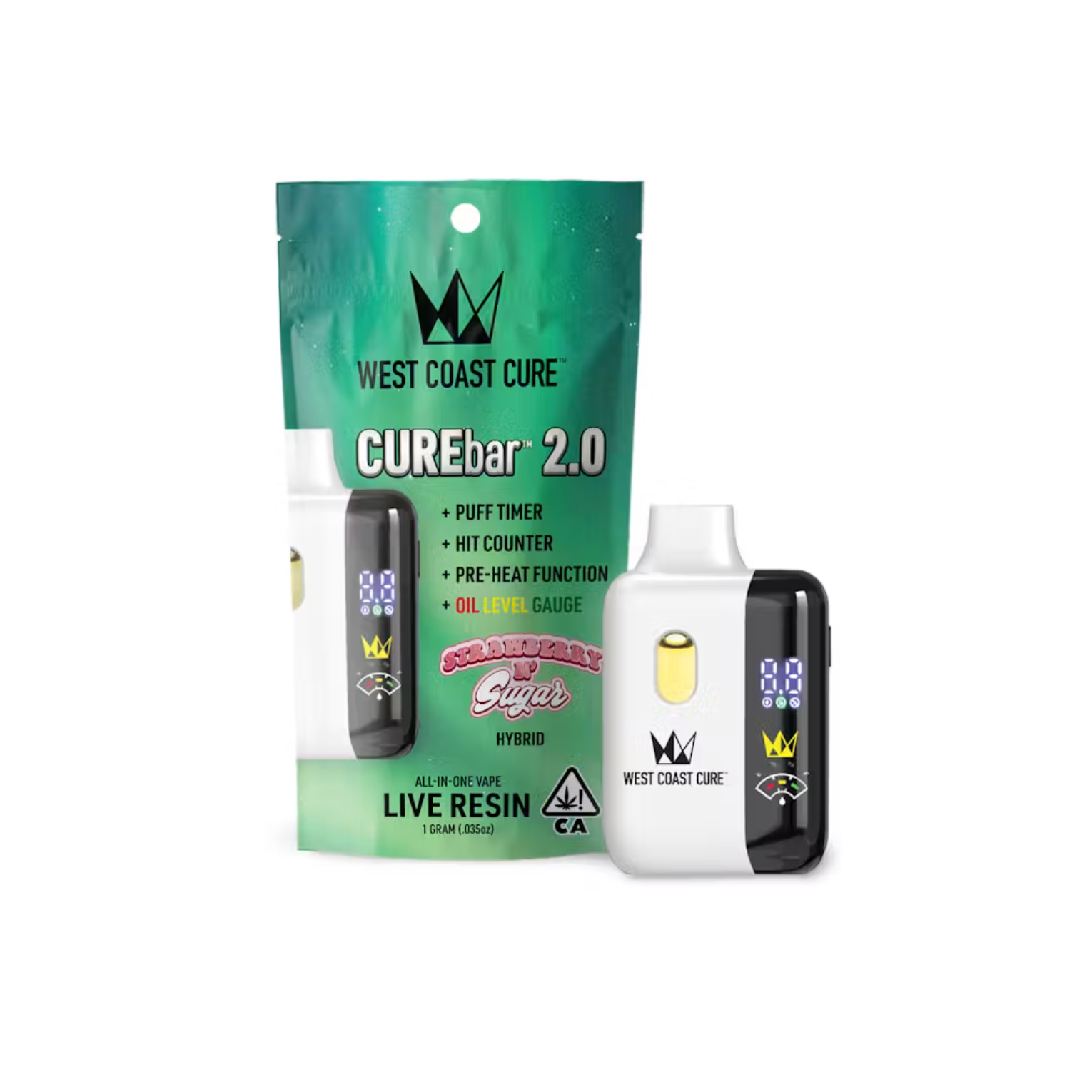 WCC Curebar 2g Vape - Strawberry N’ Sugar Hybrid by West Coast Cure