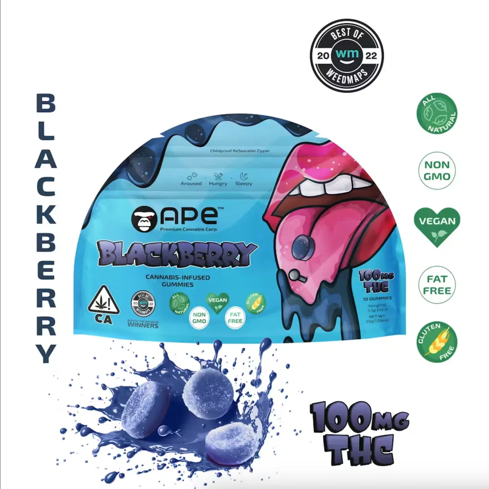 Ape Gummies 100mg 10pk Blackberry Hybrid