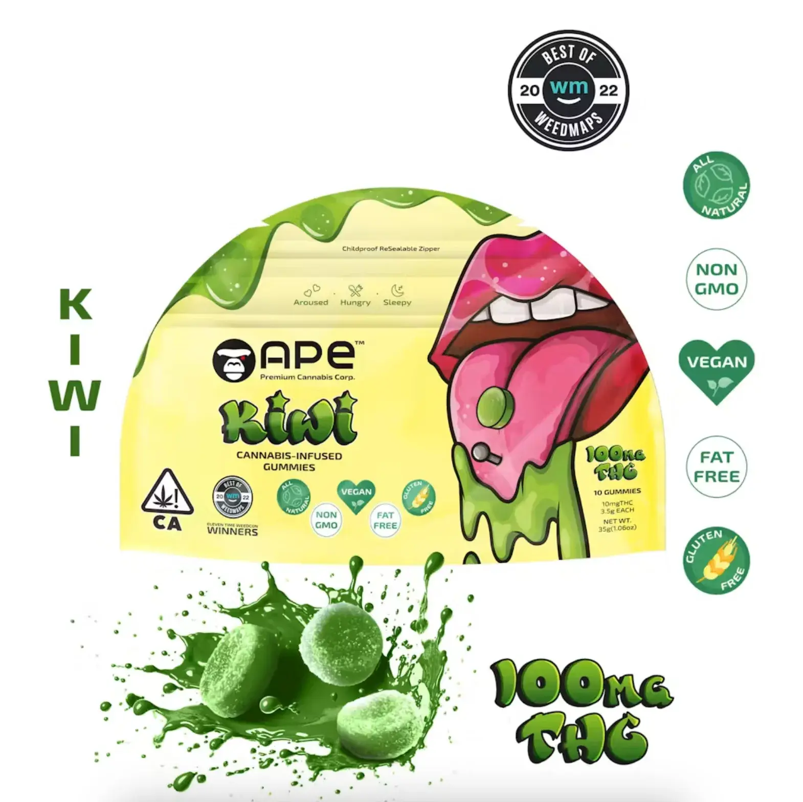 Ape Gummies 100mg 10pk Kiwi Hybrid