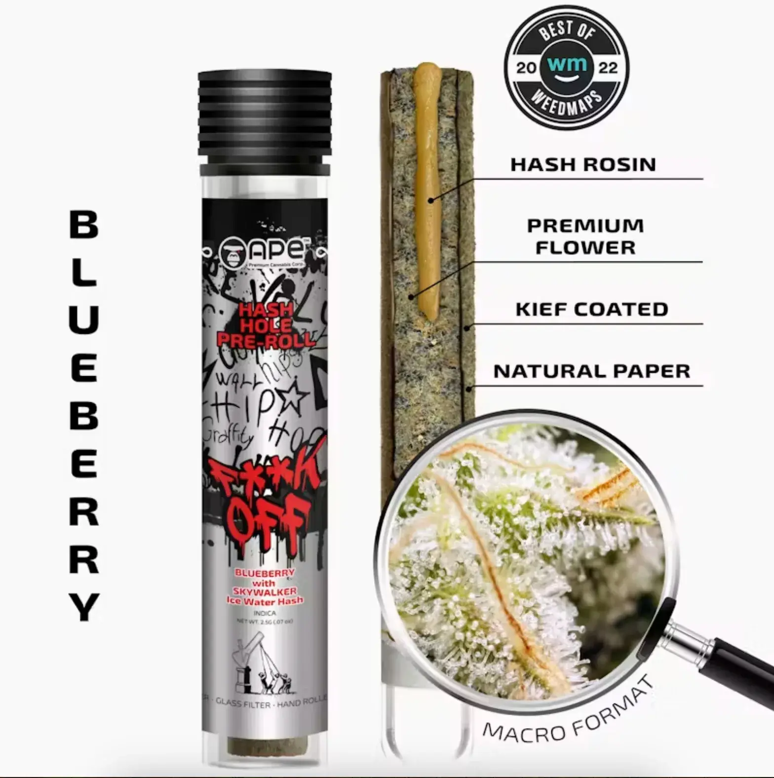 Ape Hash Hole 2.4g Preroll - Blueberry 38% Indica