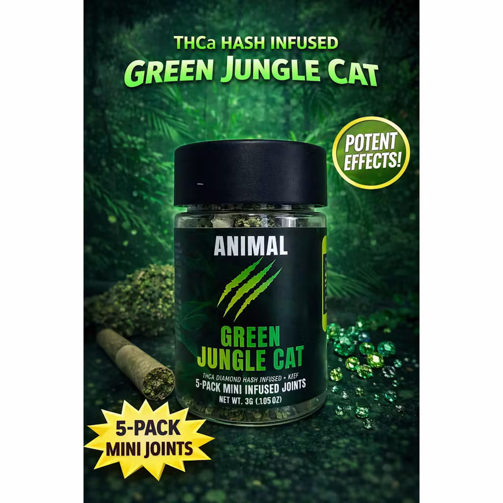 Animal 3g 5pk THCa Prerolls - Green Jungle Cat 35% Sativa