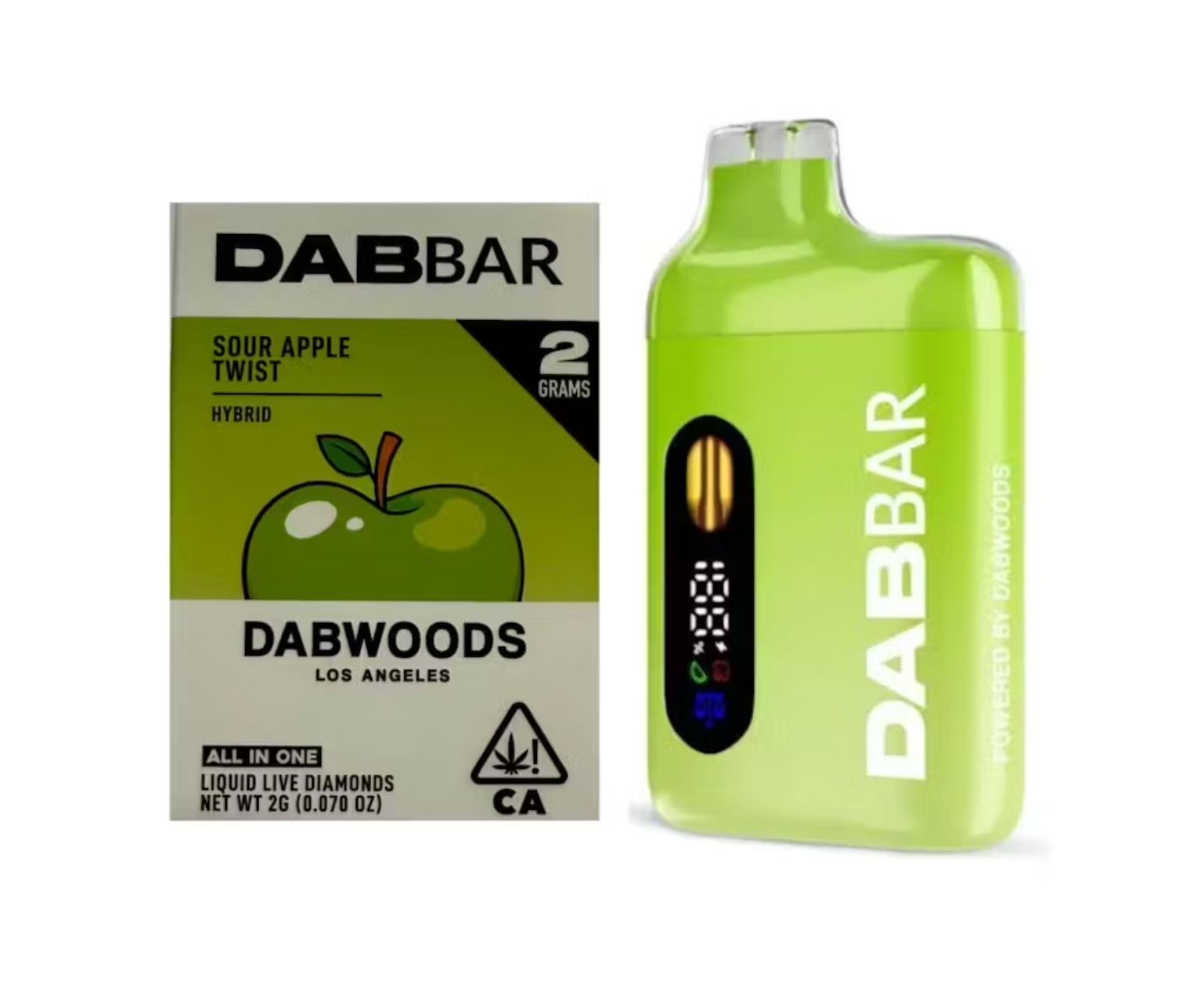 Dabbar 2g Vape - Sour Apple Twist Hybrid by Dabwoods