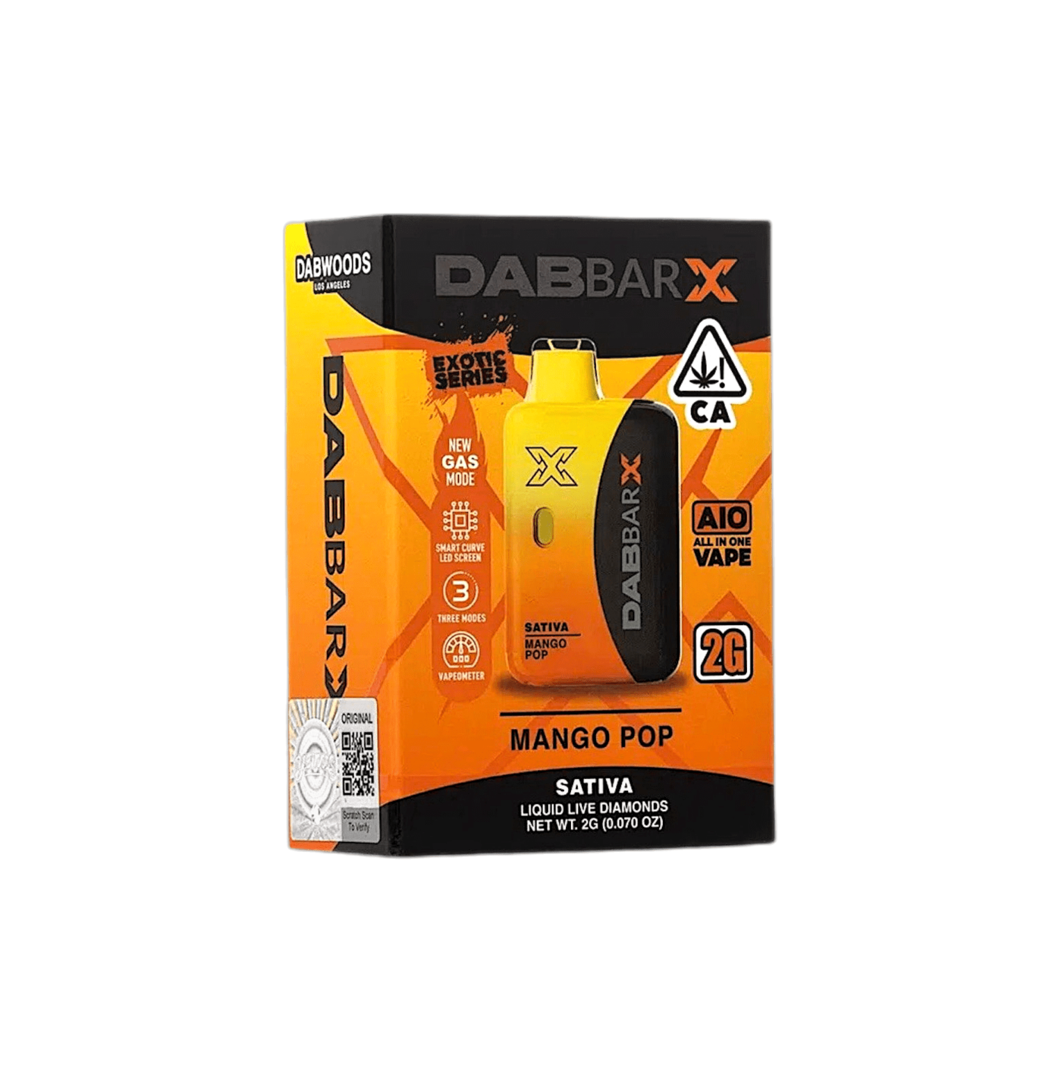 Dabbar 2g Vape - Mango Pop Sativa by Dabwoods