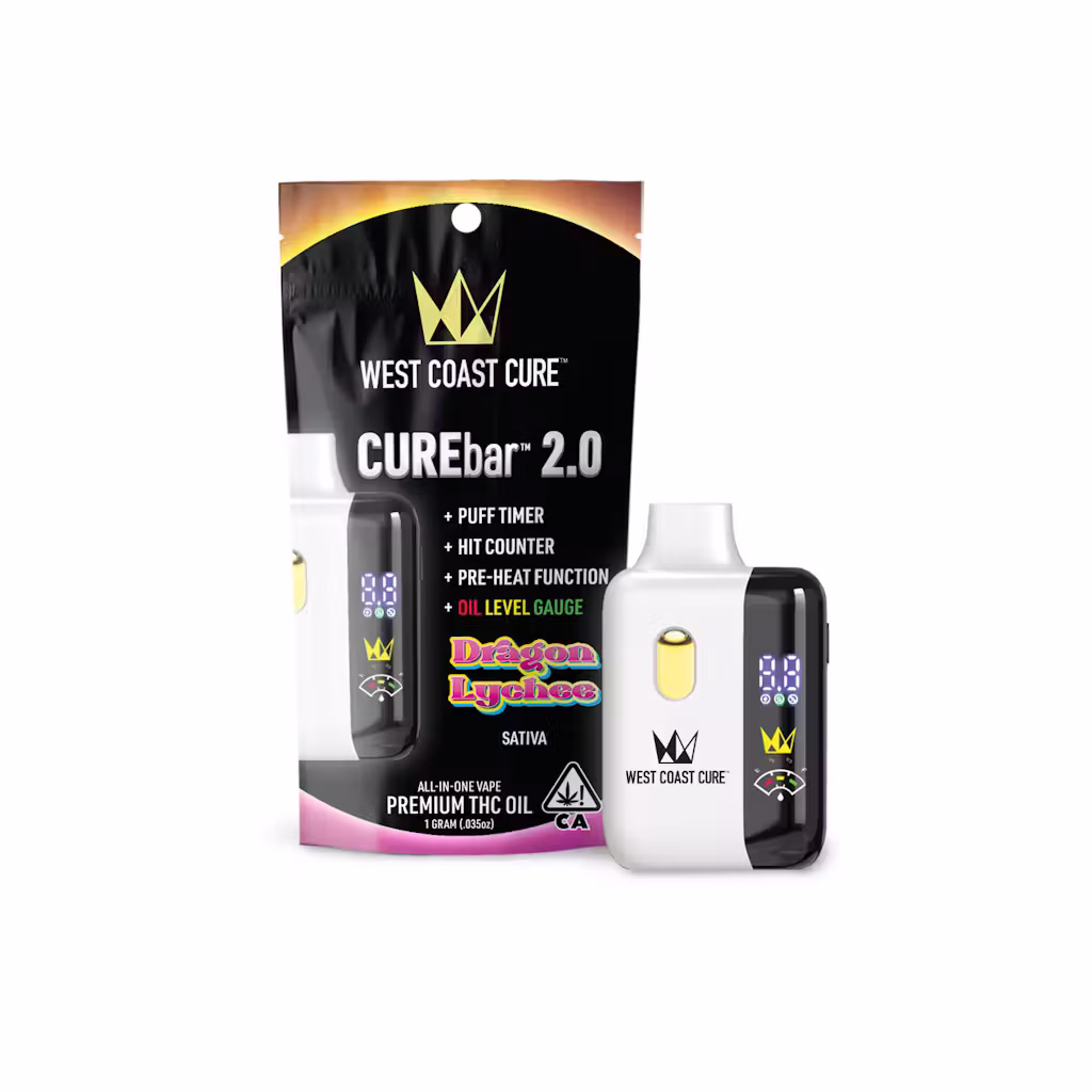 WCC Curebar 2.0 1g Vape - Dragon Lychee Hybrid by West Coast Cure