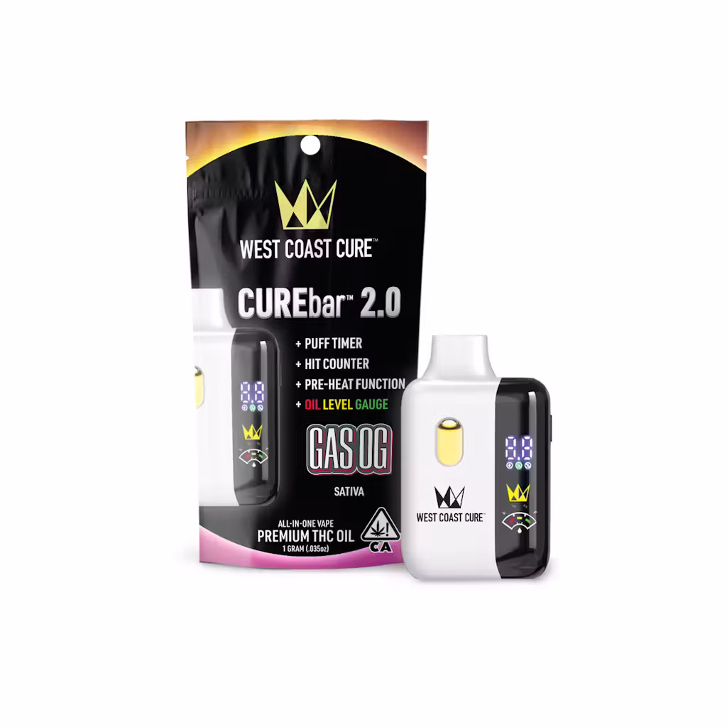 WCC Curebar 2.0 1g Vape - Gas OG Indica by West Coast Cure