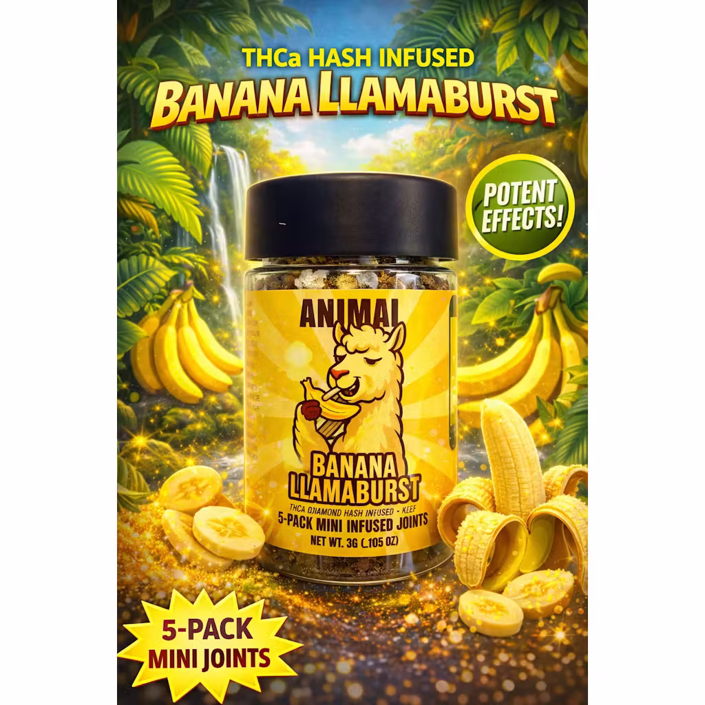 Animal 3g 5pk THCa Prerolls - Banana Llama Burst 36% Hybrid