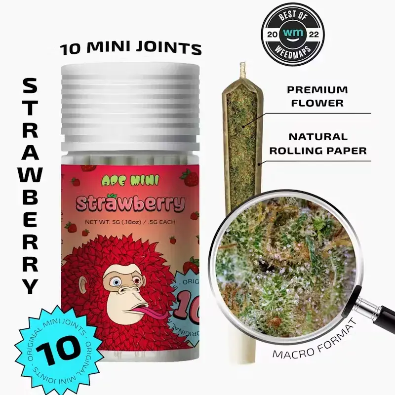 Ape 10 Mini Joints 5g - Strawberry 30% Sativa